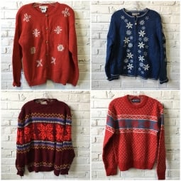 Ugly Christmas Snowflake sweaters by the bundle